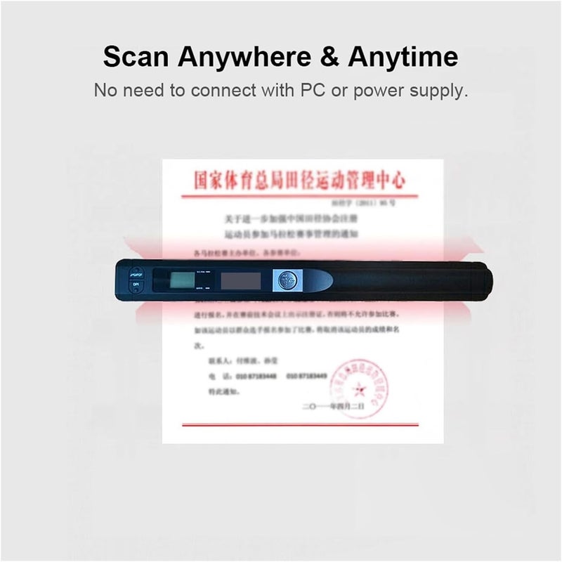 Document Scanners, Portable Document Scanner, Mini Handheld Document Scanner, A4 Book Scanner JPG and PDF Format 300/600/900 DPI Type-c LCD Display(Black) - Image 3