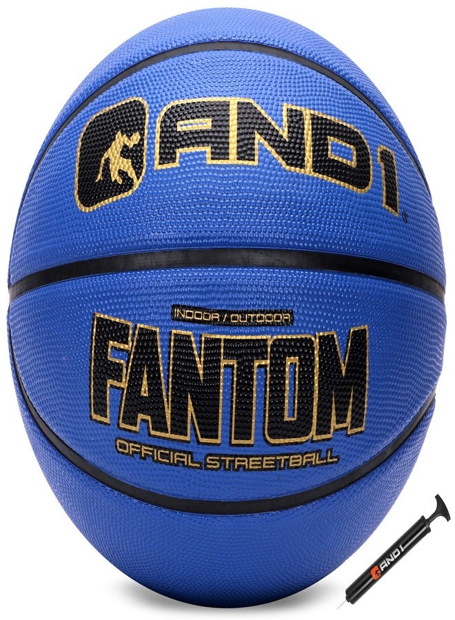 AND1 Fantom Rubber Basketball: Official Regulation Size 7 (29.5 inches) Rubber Basketball - Deep Channel Construction Streetball, Made for Indoor Outdoor Basketball Games,Navy - Image 1