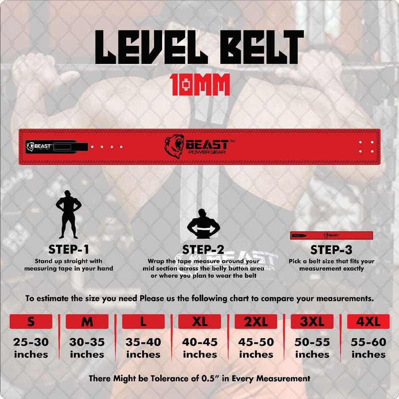 Beast Power Gear Weight Lifting Belt Lever Buckle 10MM 13MM Thick & 4 Inches Free Strap Weightlifting, Powerlifting, Deadlifts, Squats Men Women - Image 4