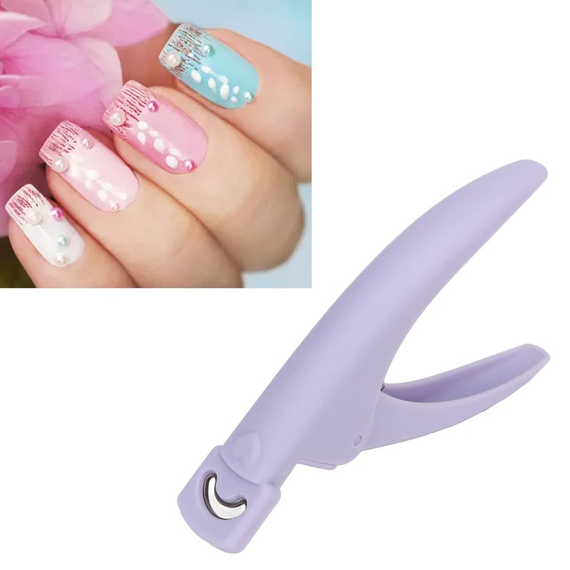 Nail Art Clipper Manicure Nail Tip Cutter Robust Simple Operating Fake False Nail Trimmer for DIY Nail Salon Manicure Store Plastic Stainless Steel (Purple) - Image 3