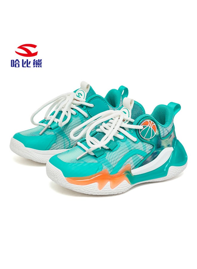 Habibie Double Net Spring And Autumn Boys Basketball Shoes Lace-up Sneaker Wear-resistant Breathable Big Children's Running Shoes Outlet