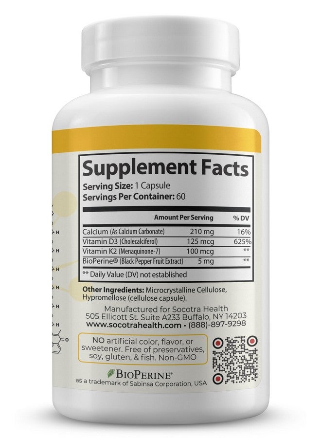 Generic Socotra Health Vitamin D3 K2 Supplement, 5000 IU - Supports Immune and Cardiac Wellness, High Potency, Gluten Free, 60 Capsules  - Image 2