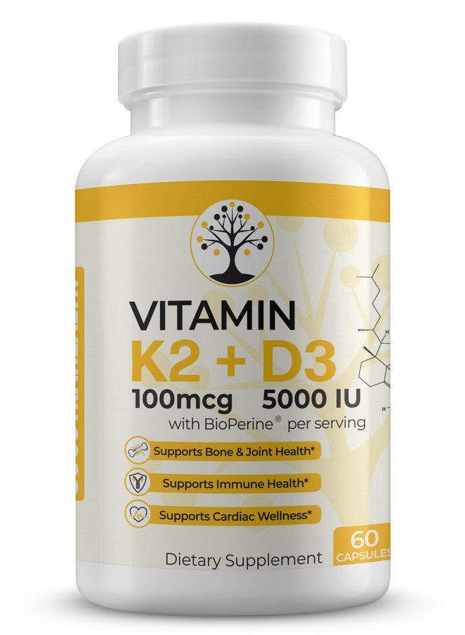 Generic Socotra Health Vitamin D3 K2 Supplement, 5000 IU - Supports Immune and Cardiac Wellness, High Potency, Gluten Free, 60 Capsules  - Image 1
