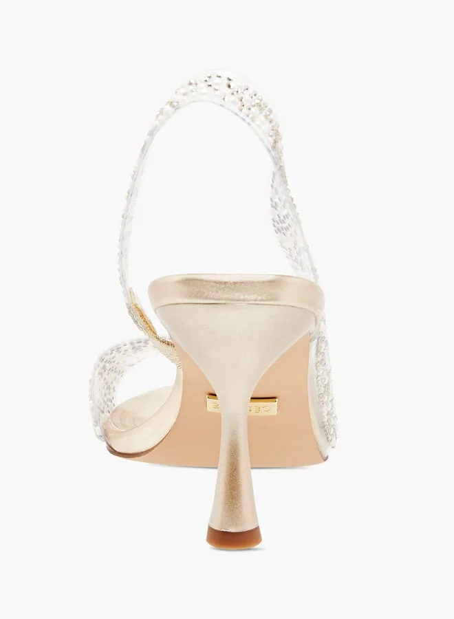 سيليست Womens Embellished Slingback Sandals With Flared Heels