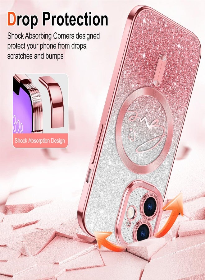 Hython for iPhone 11 Case Glitter, Compatible with MagSafe Love Heart Magnetic Clear Phone Cases for Women Girls, Full Camera Protection Sparkle Plating Shockproof Protective Cover, Pink - Image 5