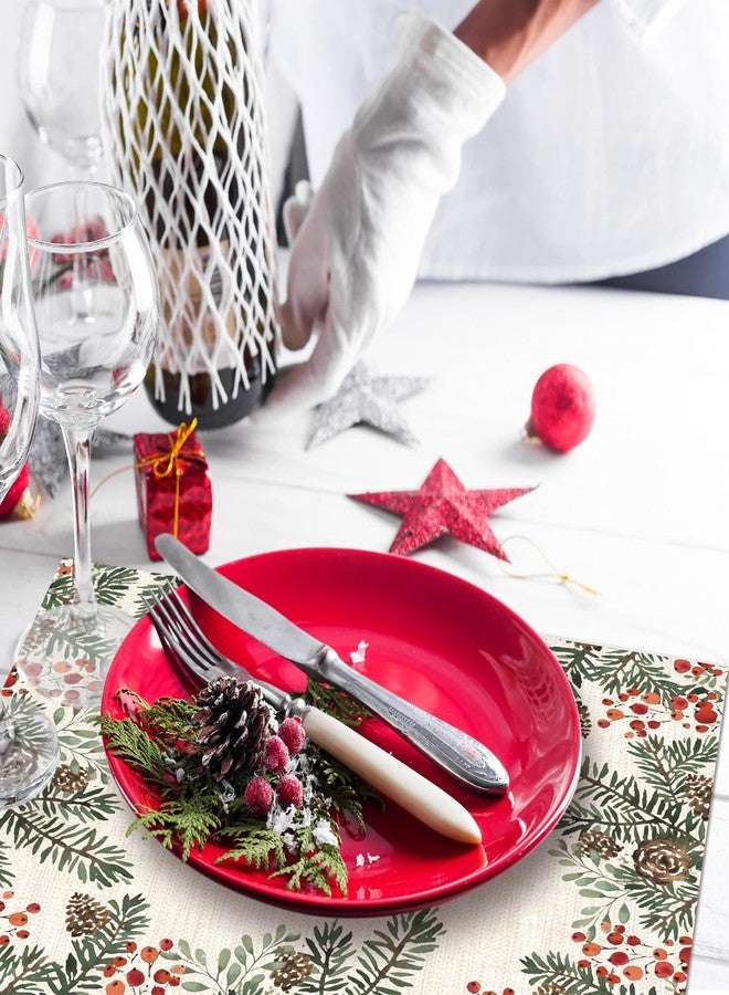 Heentan 100 Pcs Christmas Winter Paper Placemats Disposable Tabletop Dining Table Place Mat Christmas Disposable Paper Placemats Bulk for Holiday Party, 10 x 14 Inch(White,Pine) - Image 4