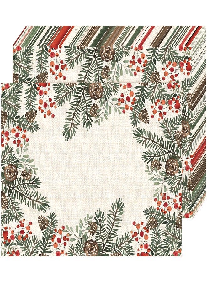 Heentan 100 Pcs Christmas Winter Paper Placemats Disposable Tabletop Dining Table Place Mat Christmas Disposable Paper Placemats Bulk for Holiday Party, 10 x 14 Inch(White,Pine) - Image 1