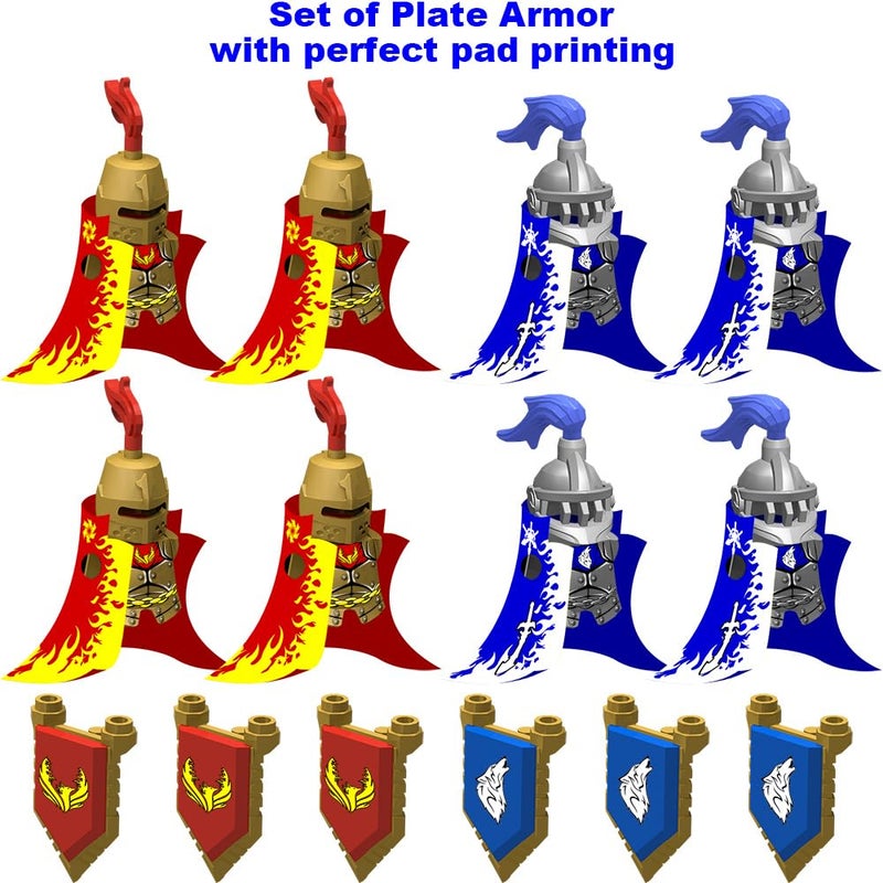 Nicolababe Weapon Pack for Minifigures Accessories Kit Knight Weapons Set Include Horse Carriage Barding Armor Helmet Shield for Ages 5+ Compatible with All Major Brands (Medieval Weapon) - Image 4