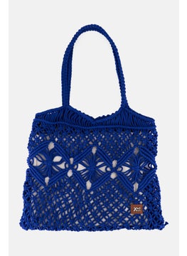 Xti Women Crochet Beach Bag 35 H x 36 L x 2 W cm, Blue  - Image 1