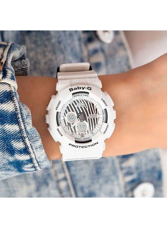 G-SHOCK Baby-G Quartz Women’s Watch BA-120WLP-7ADR, 43.4 mm White Zebra-Print Dial, Resin Strap, Shock-Resistant, 100 M WR - Image 2