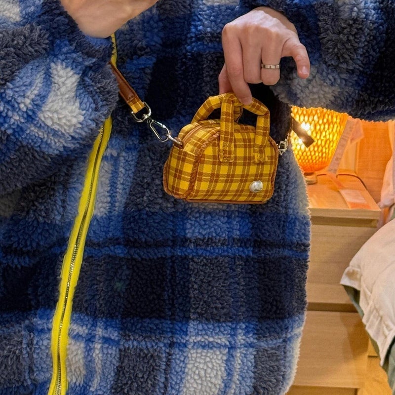 Yellow Plaid Mini Crossbody Bag for Women - Image 3