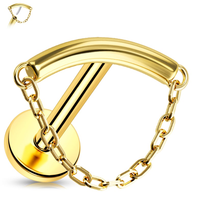 Melighting 14K Solid Gold Helix Earring Chain - Titanium Threadless Push In Earring for Cartilage & Helix Piercings - Image 1