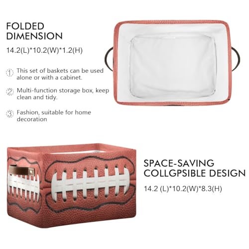 Bzocm Football Rectangular Storage Basket Organizer Bin Shelf Baskets For Clothes Gifts For Home Office Dorm - Image 3