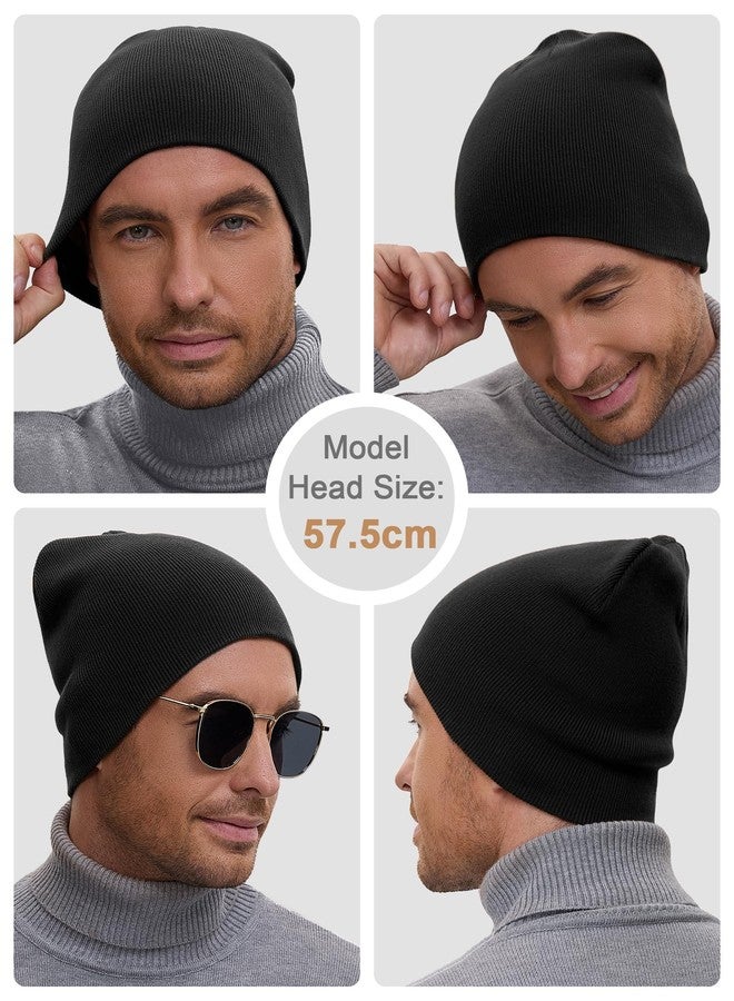 vidsel 100% Cotton Beanie Hat for Men Women - Soft Unisex Winter Knit Skull Cap, Stretch Fit Fashion Fisherman Beanie, Black - Image 5