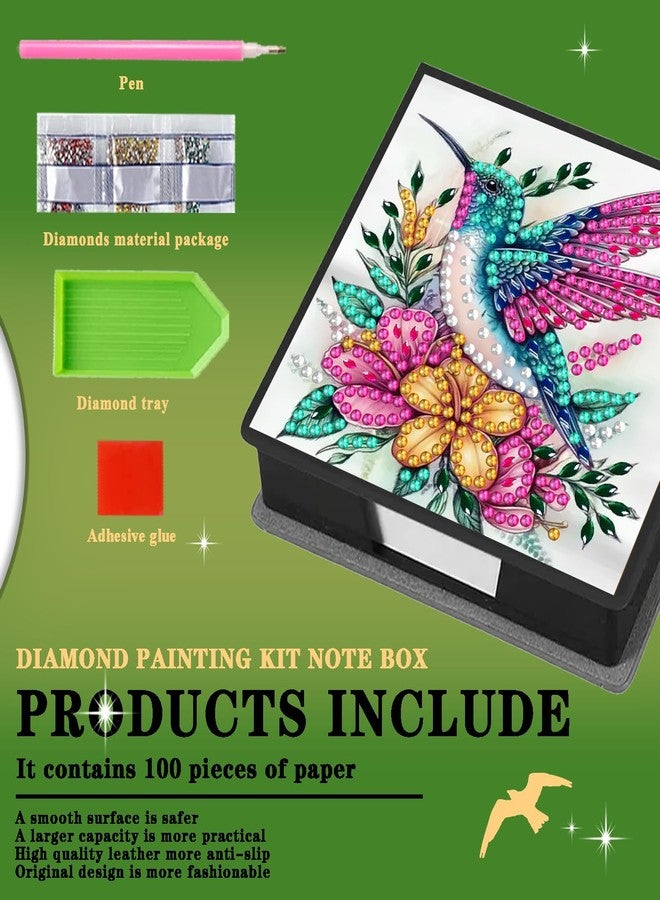 DOTZSO 8 Pcs Diamond Art Kits for Adults Sticky Note Holder, Diaomnd Painting Note Box Gem Arts and Crafts Supplies Contains 160 Sheets of Paper (BBQ023) - Image 3