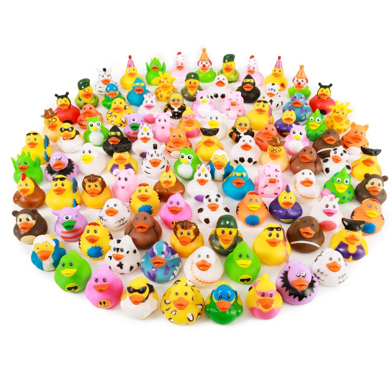 XY-WQ 100 Pack Rubber Duck for Jeeps Ducking - 2.3 Inch Bulk Floater Duck for Kids - Baby Bath Toy Assortment - Party Favors, Birthdays, Bath Time, and More (50 Varieties) - Image 1