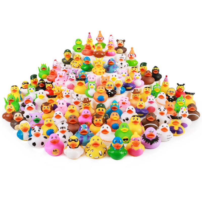 XY-WQ 100 Pack Rubber Duck for Jeeps Ducking - 2.3 Inch Bulk Floater Duck for Kids - Baby Bath Toy Assortment - Party Favors, Birthdays, Bath Time, and More (50 Varieties) - Image 2