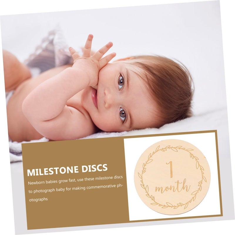 14Pcs Natural Wood Milestone Discs With Double Sided Cards For Baby Photography Props - Image 4