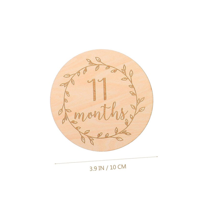 14Pcs Natural Wood Milestone Discs With Double Sided Cards For Baby Photography Props - Image 3