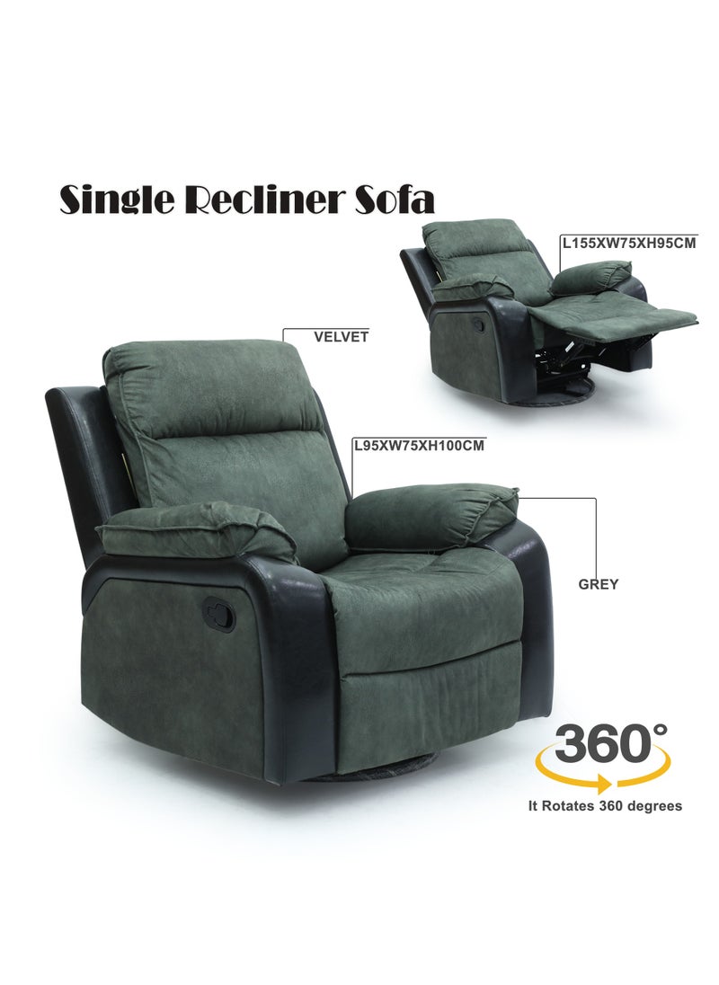 Multi Home Furniture Modern Design Executive Massager Sofa Recliner fabric and leather MH-1145A-31 GREY OLIVE with 360 Moving and Rocking Sofa and Have More cushion And (GREY)  - Image 5