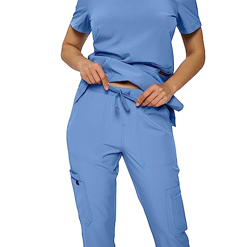 Monarch Uniforms Scrub Sets in Regular and Petite Stretchy Scrubs for Women Set of Scrub Top and Scrub pants-(CEIL BLUE)-S - Image 3