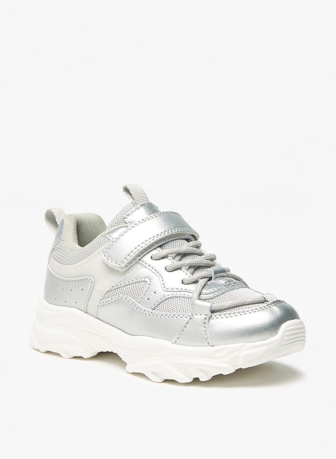 Little Missy Girls Little Missy Colourblock Sneakers with Hook and Loop Closure - Image 1