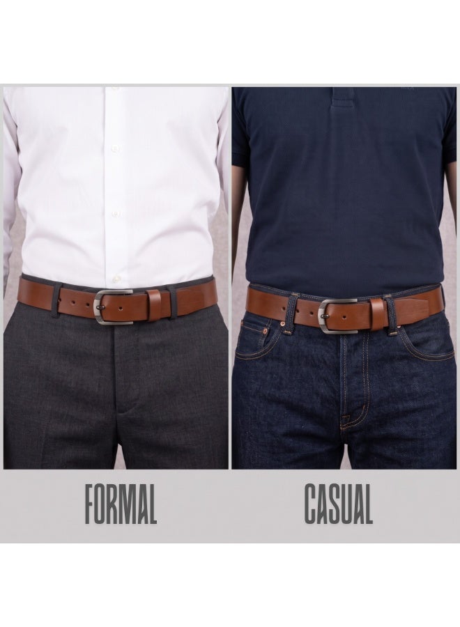 Classic Milano Genuine Leather Belt for Men - Semi-Casual & Formal Wear Belt, Casual & Formal Outfits, and Gifts - Black, Brown & Tan Men’s Belt - Image 2