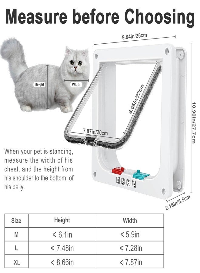 ليسمون باب للقطط، باب أمان للحيوانات الأليفة مزود بقفل رباعي الاتجاهات، مقاوم للعوامل الجوية وسهل التركيب، باب للقطط مناسب للأبواب الداخلية والخارجية والنوافذ والجدران (حجم كبير جدًا، 7.87 بوصة × 8.66 بوصة) - Image 3