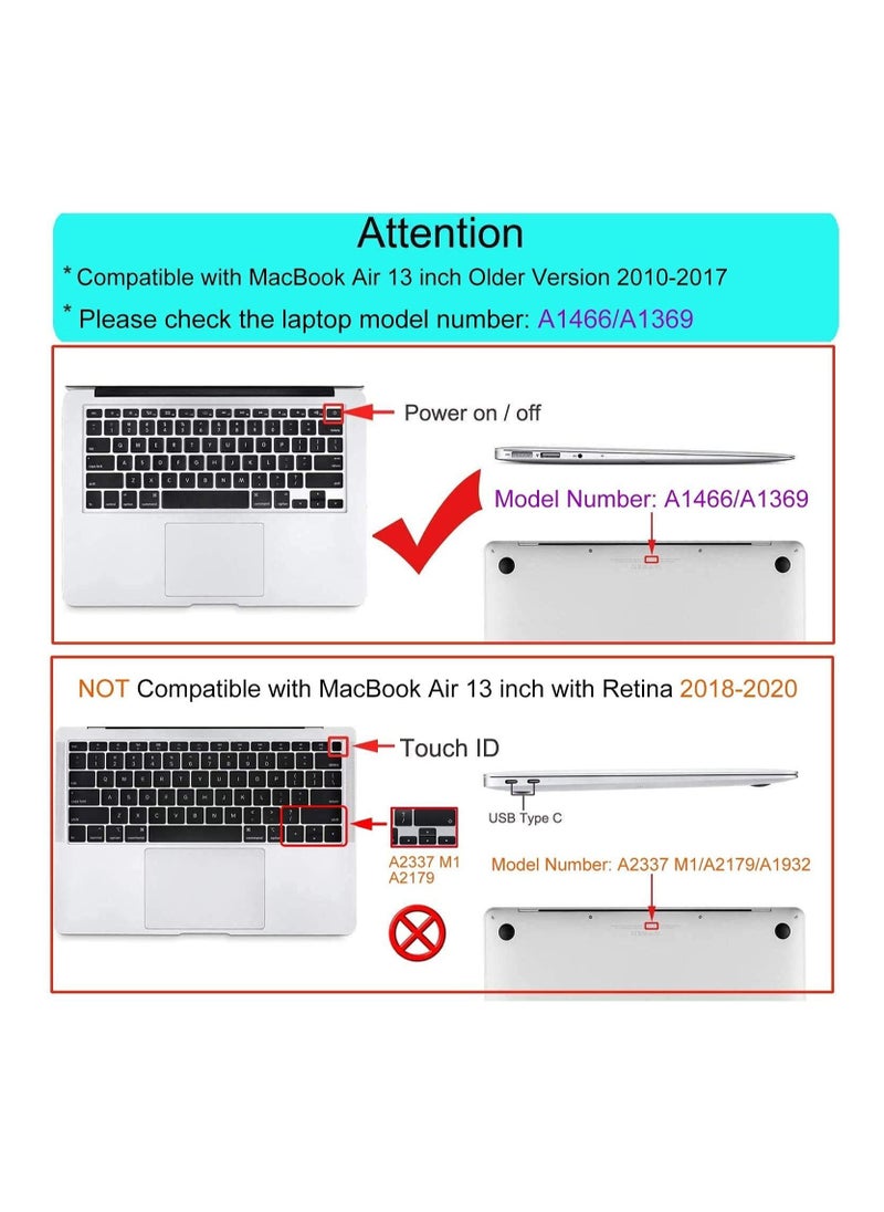 Covers Hard Case Rubberized Hard Matte Case Cover Compatible with Apple Macbook Air 13.3 Inch (Models: A1369 & A1466 Old Version 2010-2017 Released)