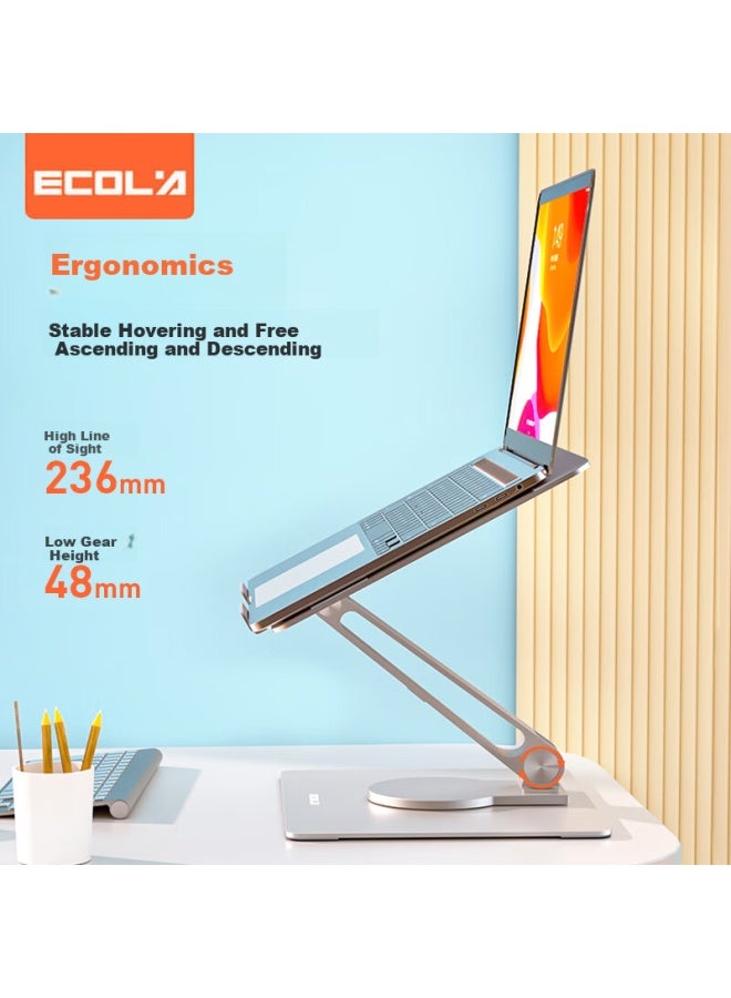 Ecola Laptop Stand Desk 360° Rotating Display Riser Aluminum Alloy Heat Sink Folding Adjustable Stand For Huawei, Lenovo, Legion, Macbook, Qingyun A28p - Image 3