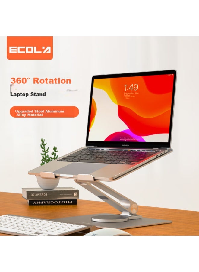 Ecola Laptop Stand Desk 360° Rotating Display Riser Aluminum Alloy Heat Sink Folding Adjustable Stand For Huawei, Lenovo, Legion, Macbook, Qingyun A28p - Image 1