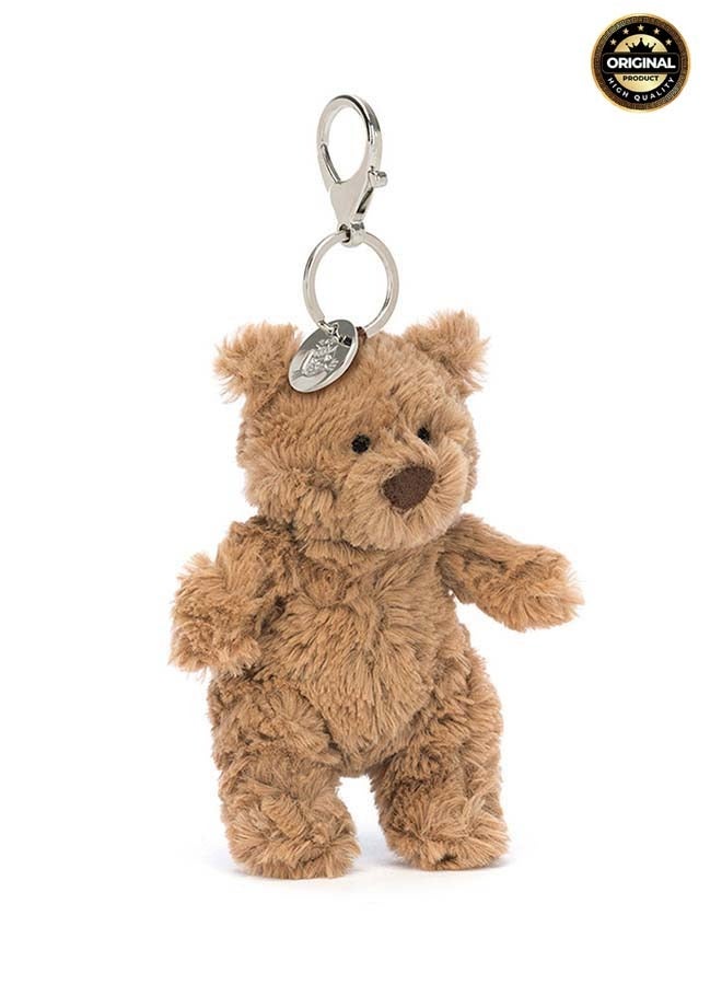 Jellycat Bartholomew Bear Bag Charm – Soft Plush Brown Bear Keychain with Metal Clasp – 18cm Bag Accessory for Backpacks, Keys & Gifting - Image 1