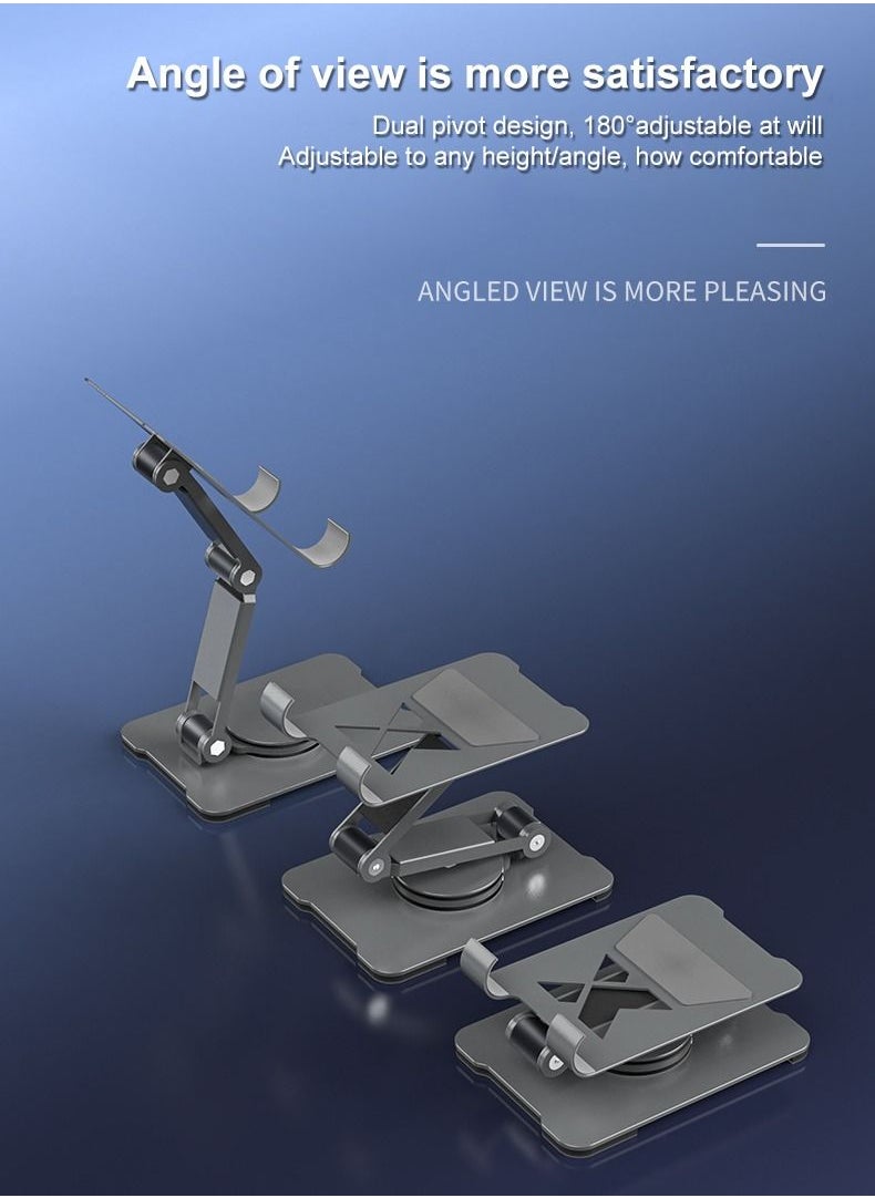 Generic - Aluminum Alloy Phone Holder Foldable Rotatable Phone Holder Phablet Desktop Lazy Bracket Multi function Phone Stand - Image 1