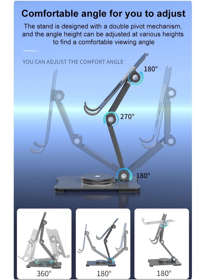Generic - Aluminum Alloy Phone Holder Foldable Rotatable Phone Holder Phablet Desktop Lazy Bracket Multi function Phone Stand - Image 1