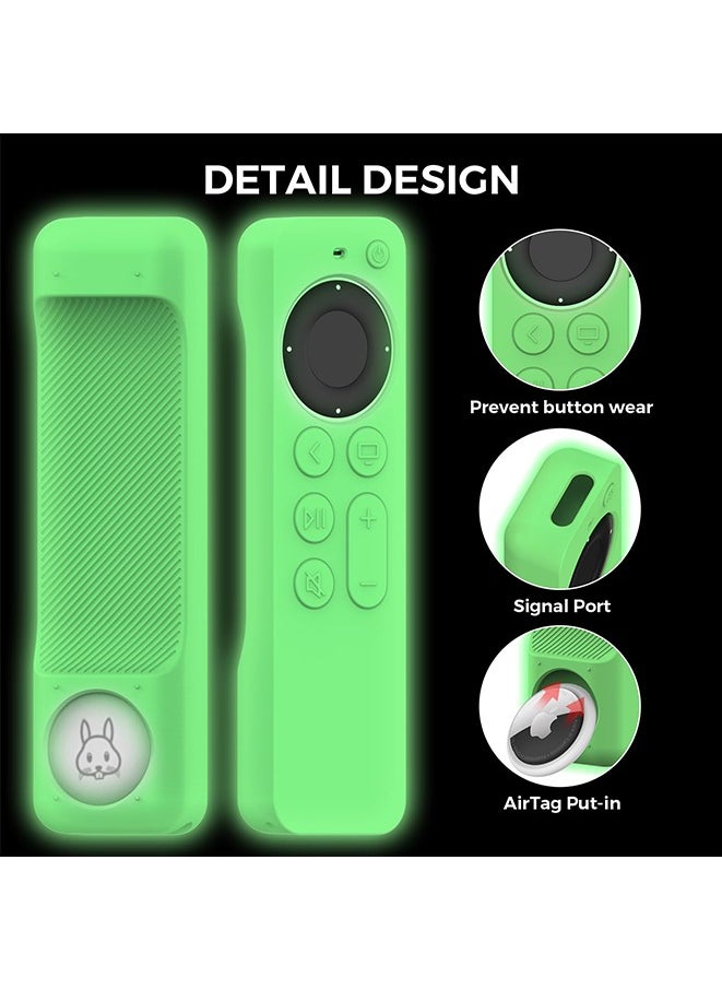 Muyixin Case Compatible with 2022 Apple TV 4K HD Siri Remote 3rd Generation [AirTag Holder Built in] All Around Cover Apple TV Remote/Siri Remote (2nd) and AirTag (Glow Green)  - Image 3