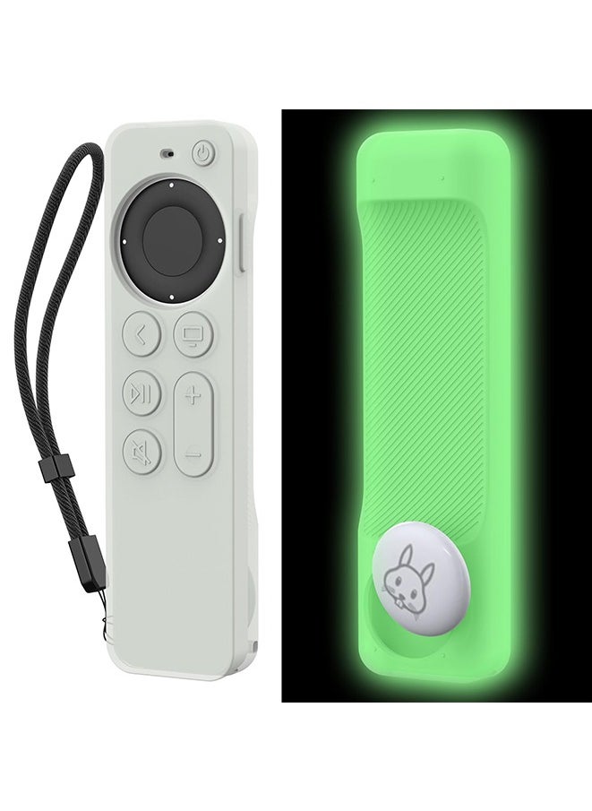 Muyixin Case Compatible with 2022 Apple TV 4K HD Siri Remote 3rd Generation [AirTag Holder Built in] All Around Cover Apple TV Remote/Siri Remote (2nd) and AirTag (Glow Green)  - Image 1