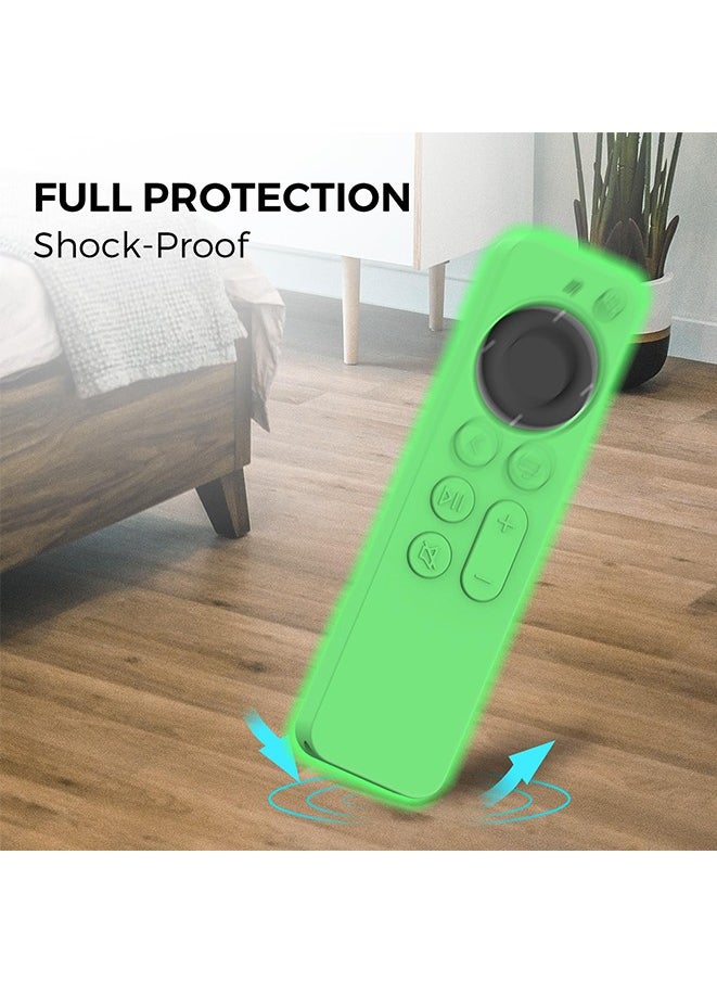 Muyixin Case Compatible with 2022 Apple TV 4K HD Siri Remote 3rd Generation [AirTag Holder Built in] All Around Cover Apple TV Remote/Siri Remote (2nd) and AirTag (Glow Green)  - Image 4