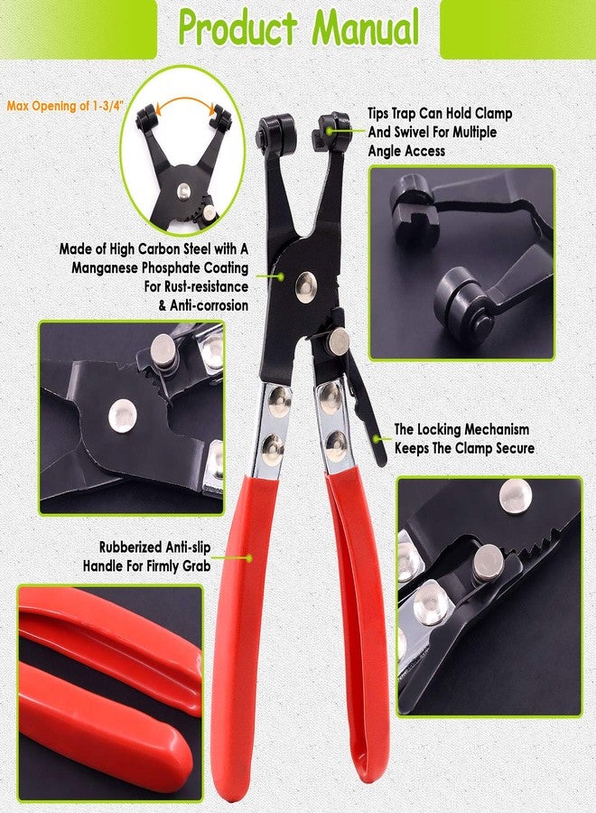 Keadic 7 Pieces Hose Clamp Plier Set, Including 6Pcs Hose Clamp Removal Hooks and Picks & 1Pcs Flat Band Car Water Pipe Locking Plier for Car Truck Fuel Oil Water Pipe Repair - Image 4