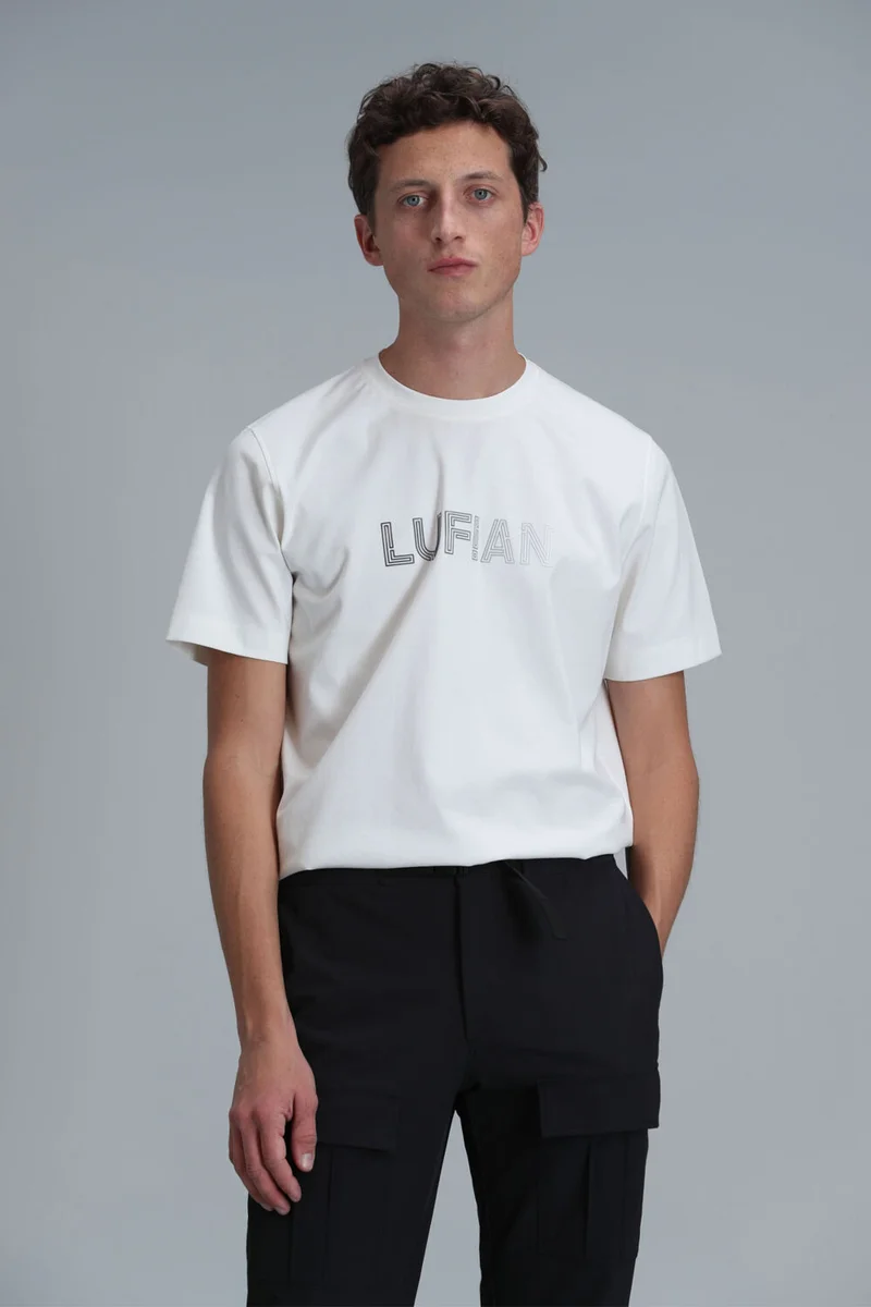 لوفيان Men's Benjamin Modern Graphic T-Shirt 111020197 Off White