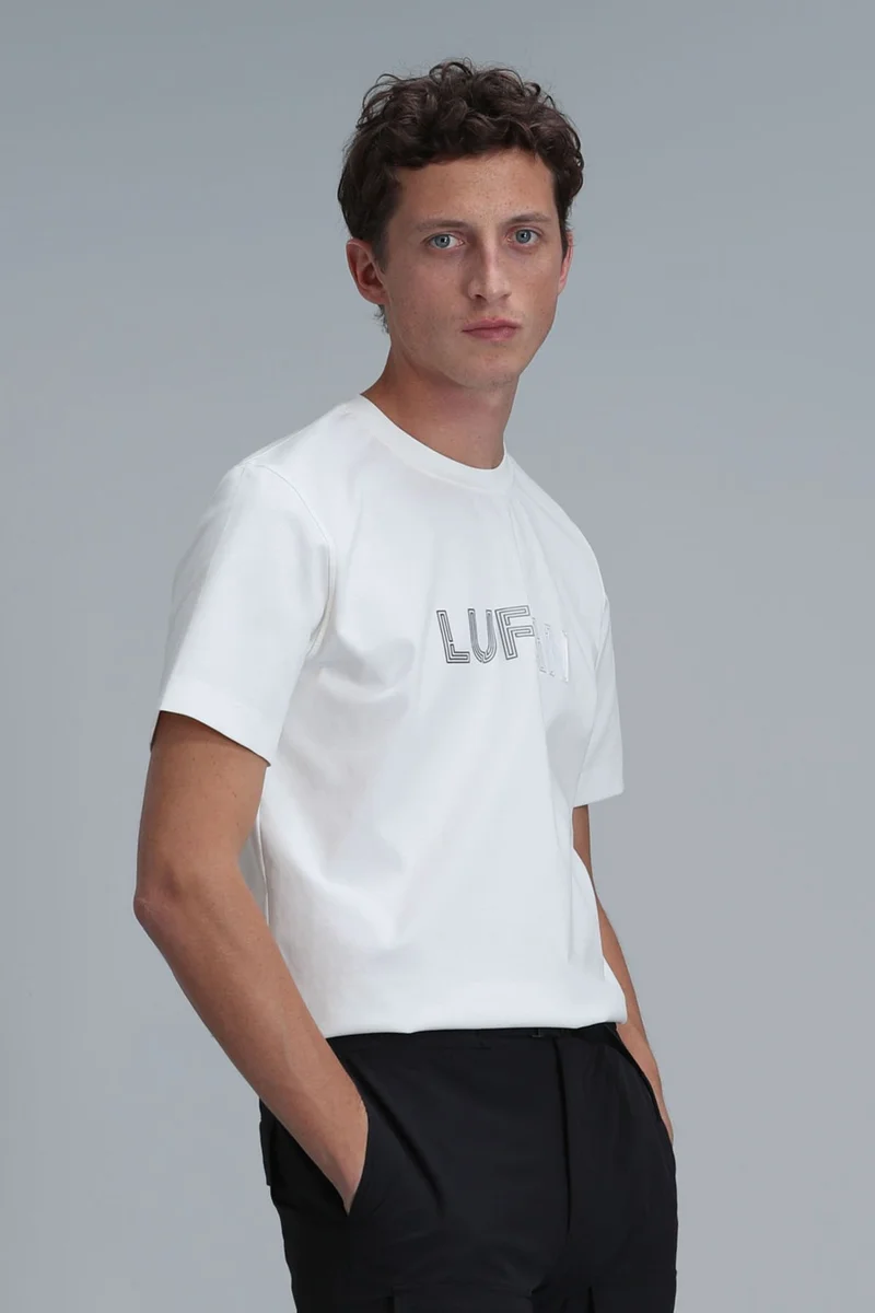 لوفيان Men's Benjamin Modern Graphic T-Shirt 111020197 Off White