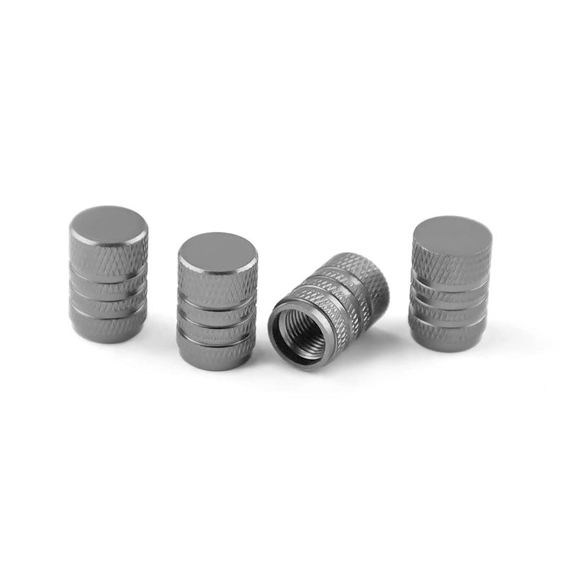 Aluminum Alloy Tire Valve Stem Caps 4 Pack Universal Car Wheel Tire Valve Caps Universal Stem Covers for Cars Trucks Motorcycles SUVs and Bikes Grey4PCS