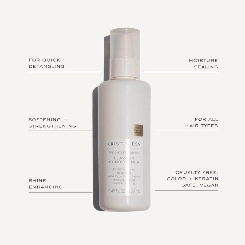 Kristin Ess Hair Hydrating Salon Leave In Conditioner Spray for Strength + Shine - Lightweight Anti Frizz Detangler for Women - Sulfate Free + Color Safe - Castor Oil Moisture Bond Repair Spray - Image 2