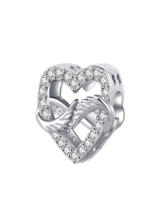 MiiFort In Loving Memory Angel Wings Infinity Heart Charm Compatible with Pandora Charms Bracelets - Image 1