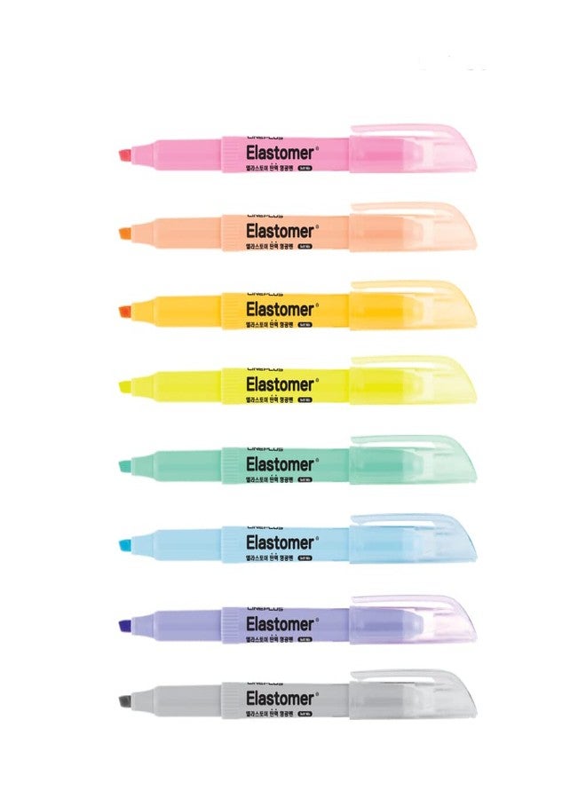 Lineplus Elastomer Pastel Highlighter Pen Set of 8 , Multicolor - Image 2