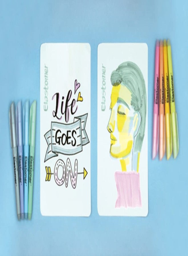 Lineplus Elastomer Pastel Highlighter Pen Set of 8 , Multicolor - Image 3