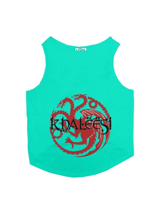 rusepin - . Pet Khaleesi Round Neck Sleeveless Dog Tank T-Shirt For Dogs Chubby Pugs, Beagle (Aqua Green/Medium) - Image 1