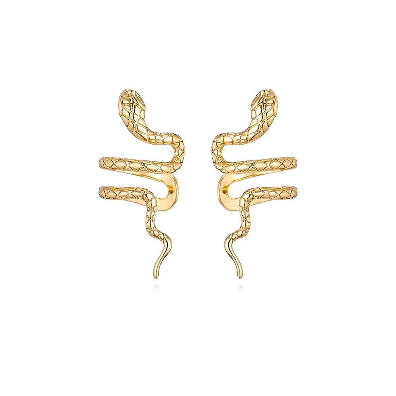 Reffeer Solid 925 Sterling Silver Snake Cuff Earrings Wraps for Women Teen Girls Snake Crawler Cuff Earrings No Piercing (B-18K Gold) - Image 1