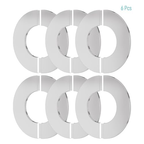 FOCMKEAS 6Pcs Wall Split Flange, Fit 0.87"(22mm) Diameter Pipe Stainless Steel Round Escutcheon Plate Wall-mounted Water Pipe Cover Accessories, Sliver - Image 3