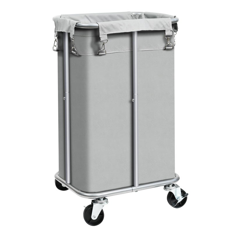 Laundry Basket with Wheels Rolling Laundry Hamper with Removable Bag 100L Laundry Sorter Cart Tall Narrow Slim Clothes Hamper Organizer with Sturdy Metal Frame Grey