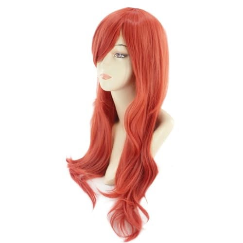 BERON Orange Womens Wig Long Curly Hair Wig for Girls Dark Orange Heat Resistant Synthetic Wigs for Cosplay Constume Party Wig - Image 3